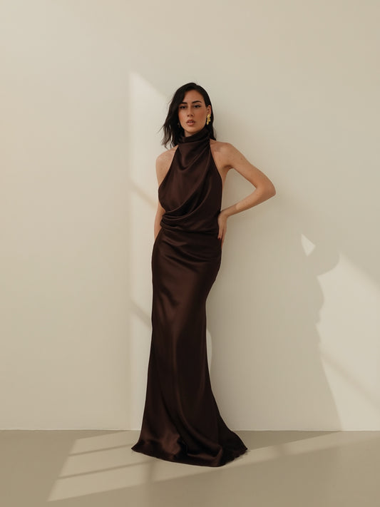 LONG DRESS PARTENOPE - CIOCCOLATO 60503