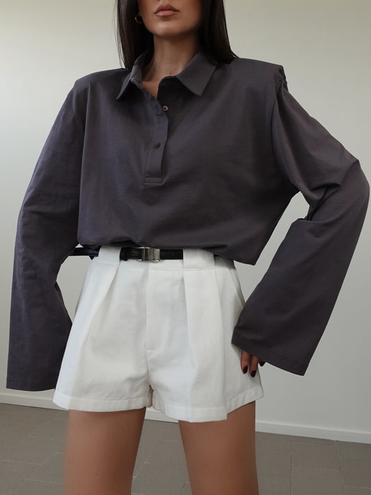 LONG-SLEEVE POLO CON SPALLINE - GRIGIO 2615