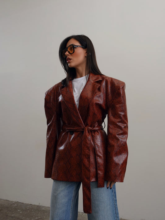 BLAZER PYTHON IN ECOPELLE - CUOIO C26