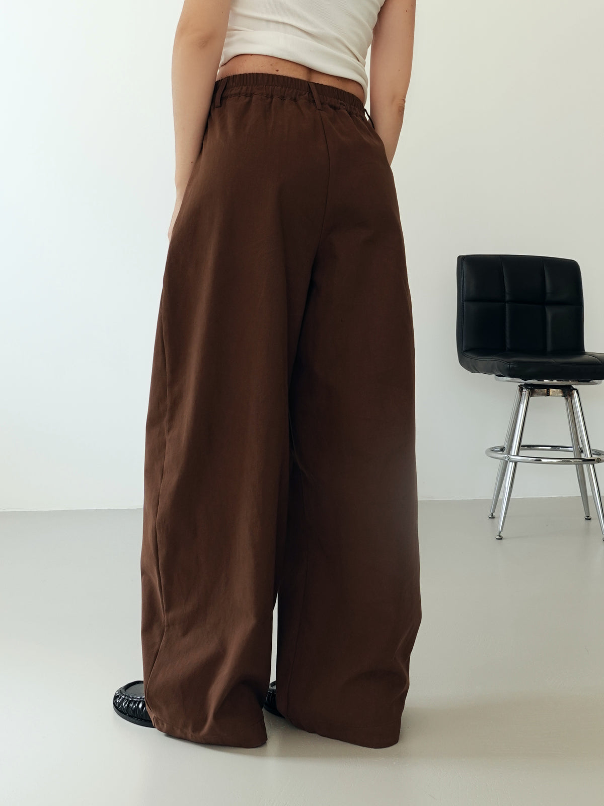 PANTALONI BALLOON 100% COTONE - MARRONE 9134