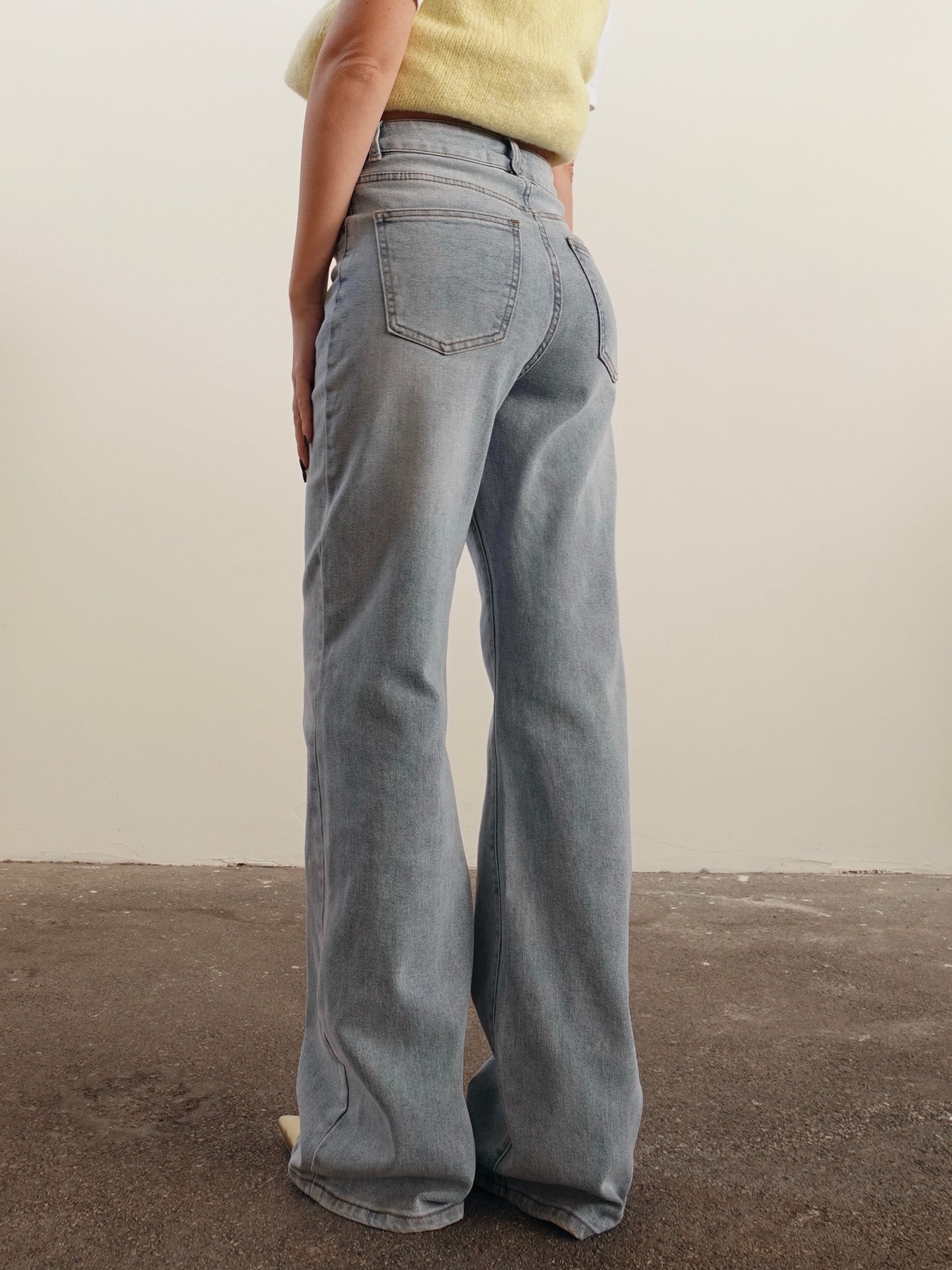 JEANS WIDE LEG CON DOPPIA CHIUSURA - DENIM CHIARO 8663