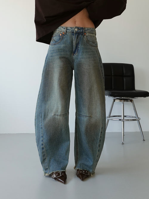 JEANS BARRELL FIT SABBIATO - LAVAGGIO MEDIO ZJ6125B