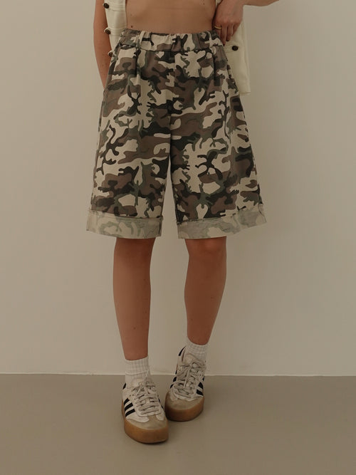 BERMUDA IN COTONE CAMOUFLAGE - BEIGE 6375