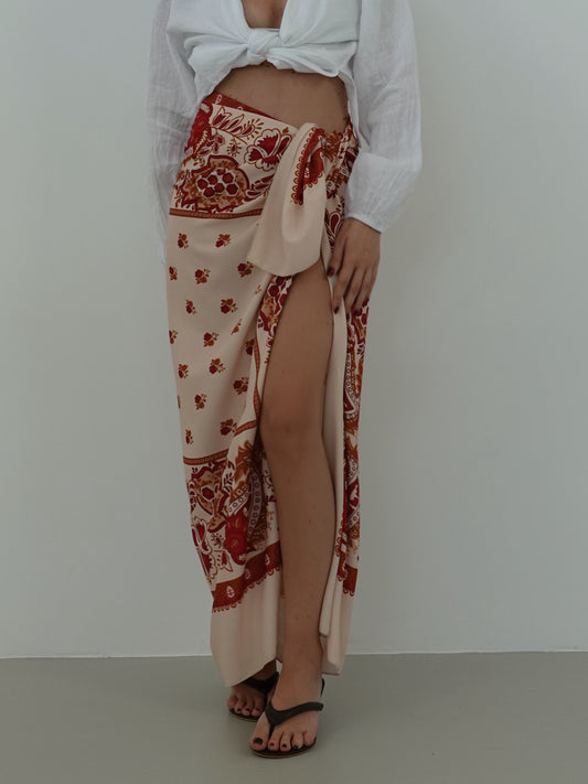 GONNA PAREO FLOWER - BEIGE/COCCIO 245040