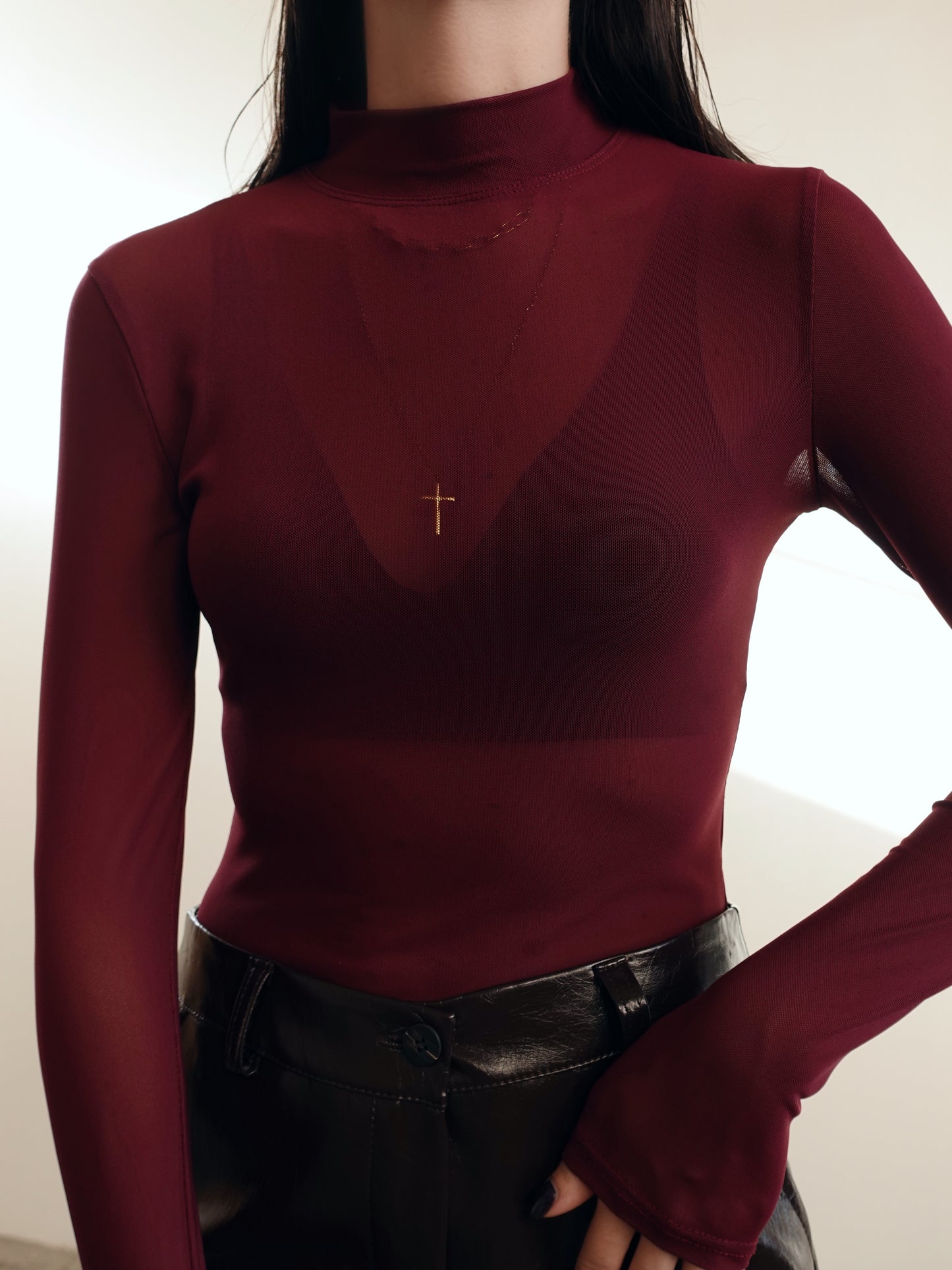 BODY VELATO MEZZO COLLO - BORDEAUX 1328