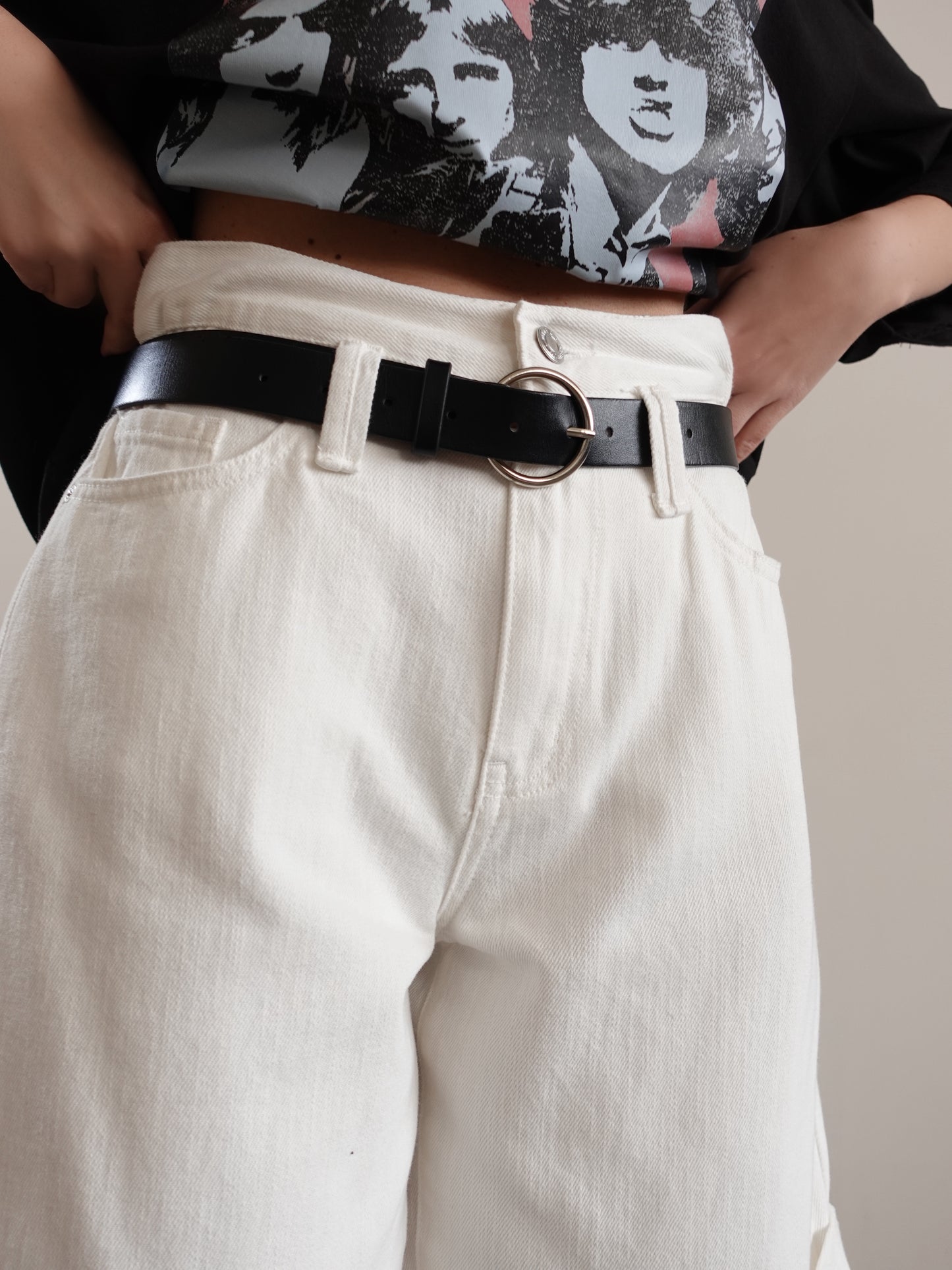 BERMUDA IN DENIM CON CINTURA - BIANCO 5310-1