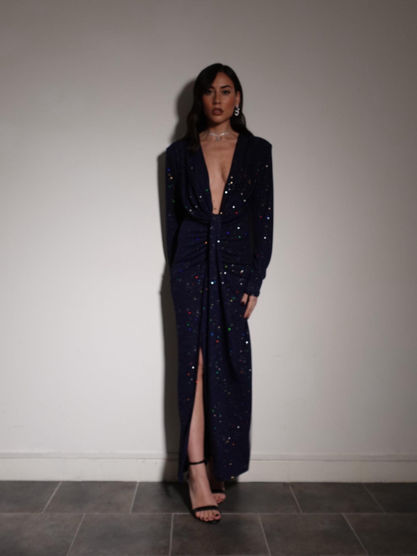 LONG DRESS GLITTER STARDAST - BLU 121373