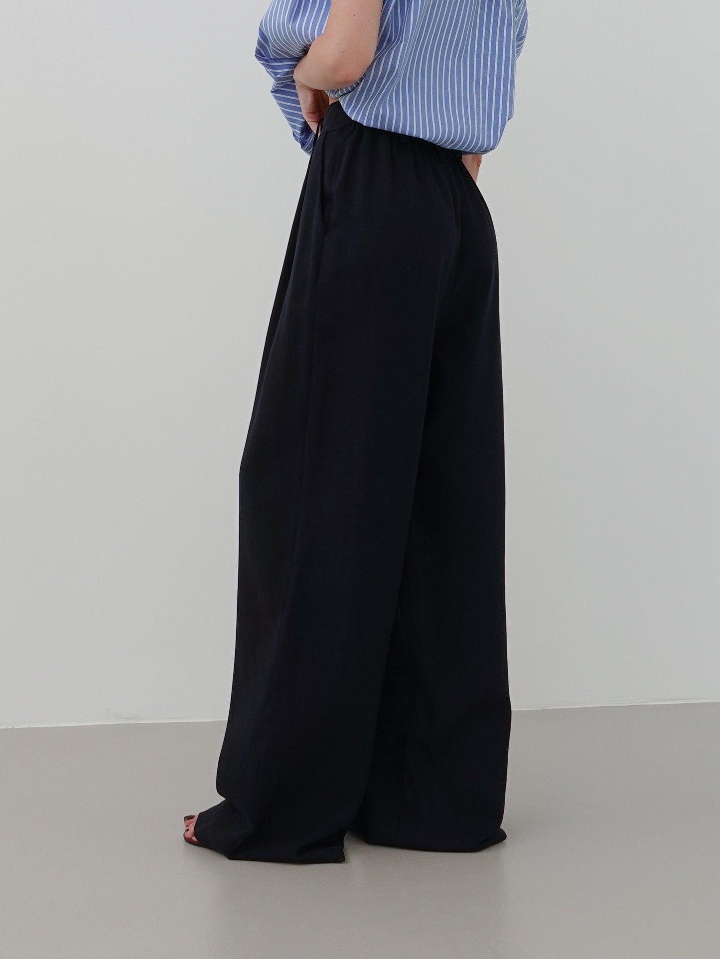 PANTALONI MISTO LINO/VISCOSA - BLU 5845