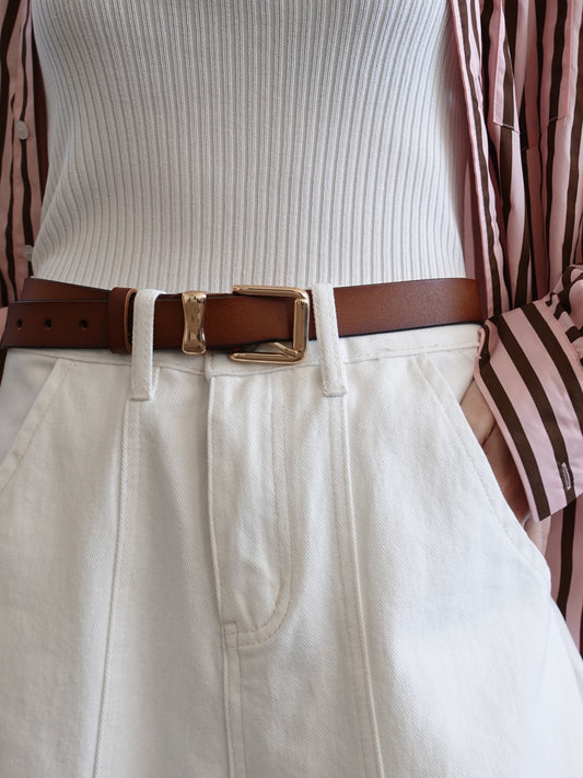 CINTURA IN VERA PELLE - CUOIO