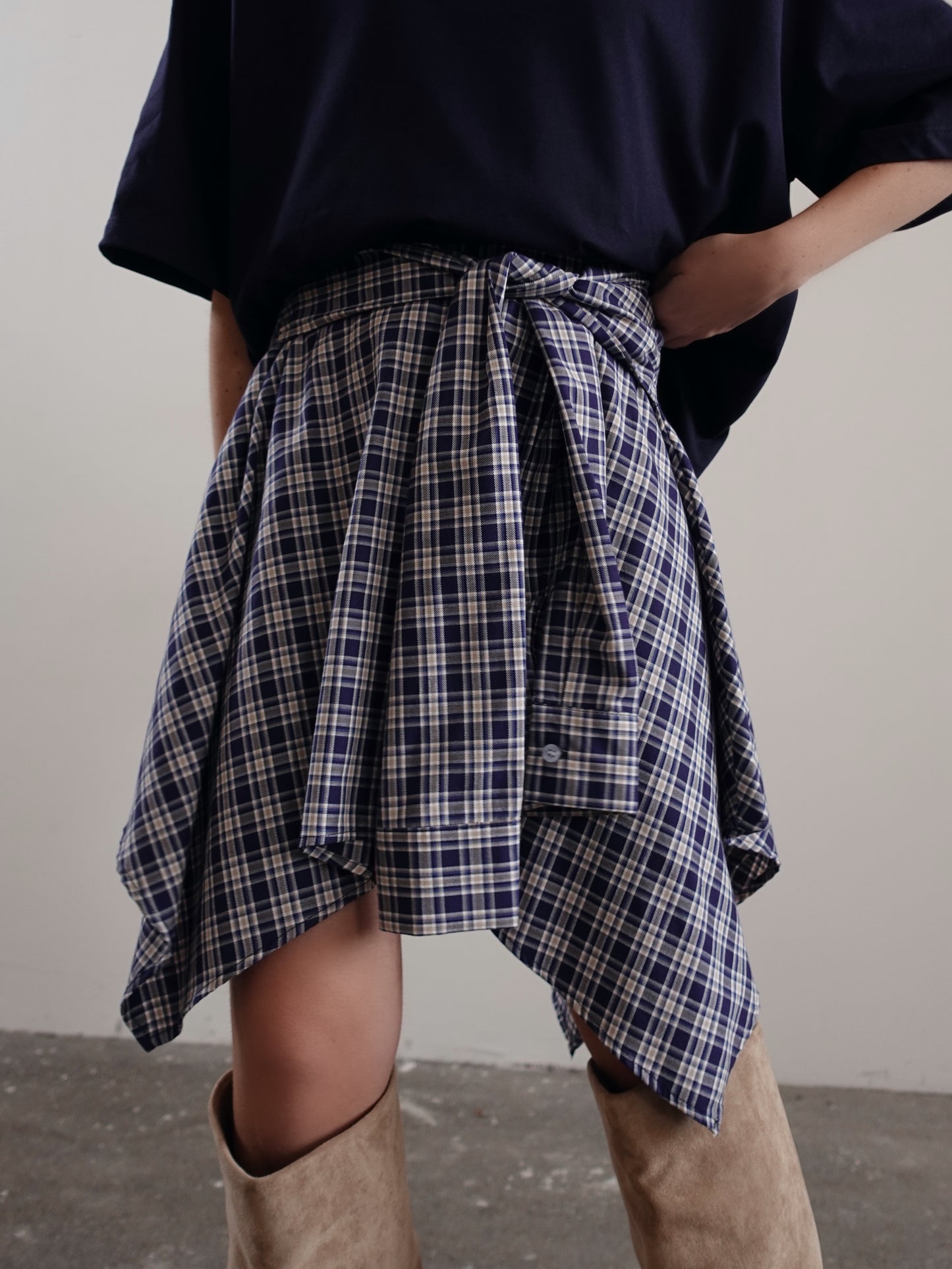 GONNA LUMINA EFFETTO CAMICIA A QUADRI - BLU LD3996