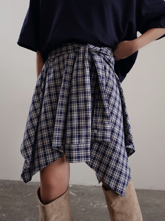 GONNA LUMINA EFFETTO CAMICIA A QUADRI - BLU LD3996