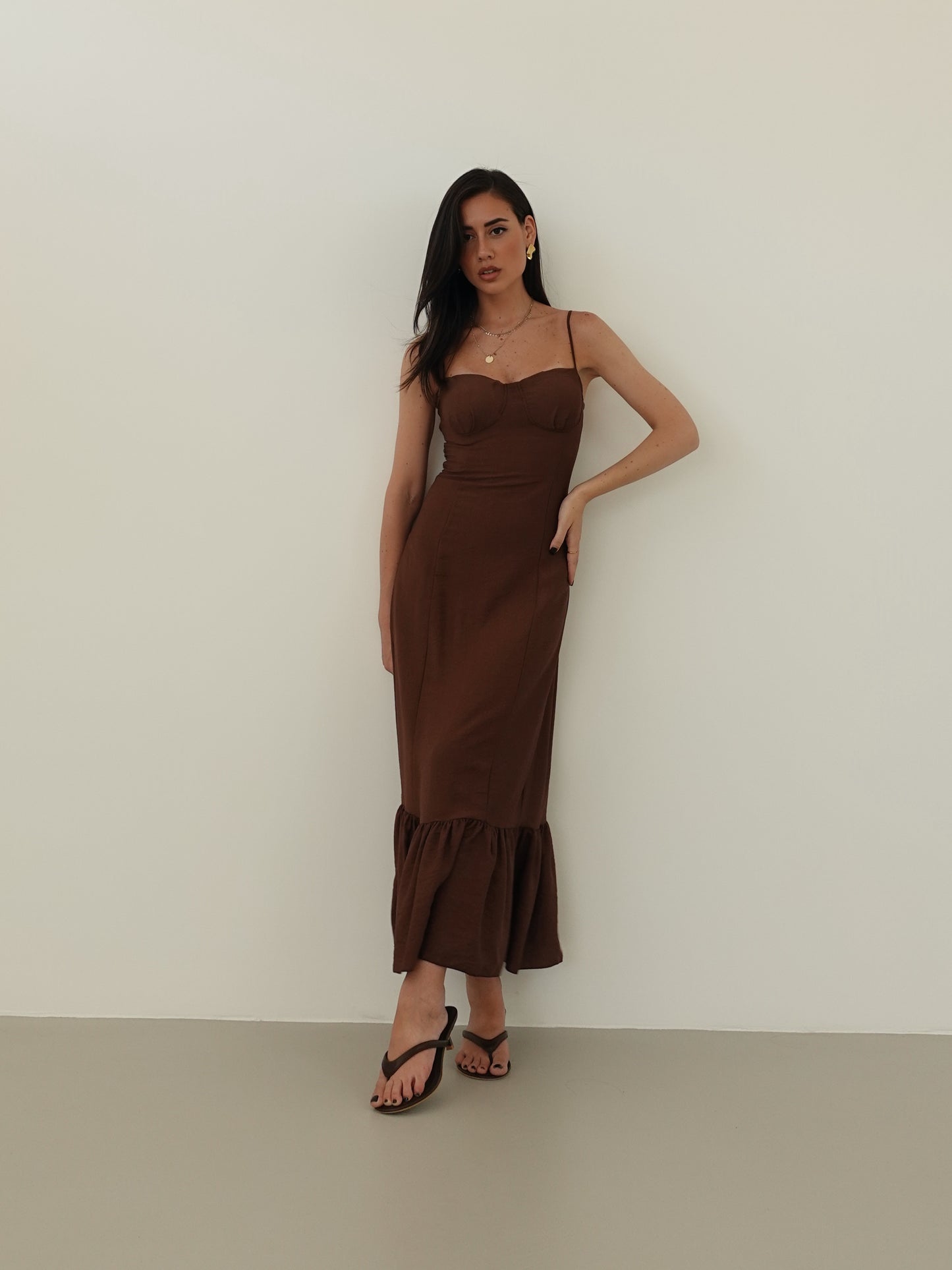 DRESS PLAYA CON COPPETTE - MARRONE 7071