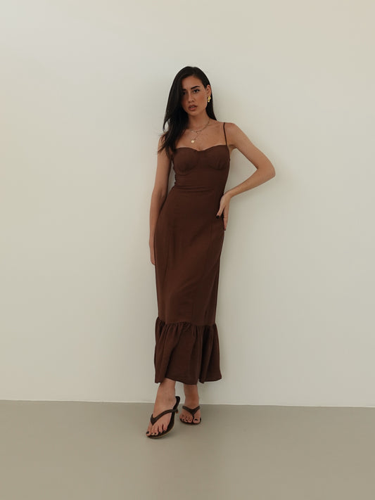 DRESS PLAYA CON COPPETTE - MARRONE 7071