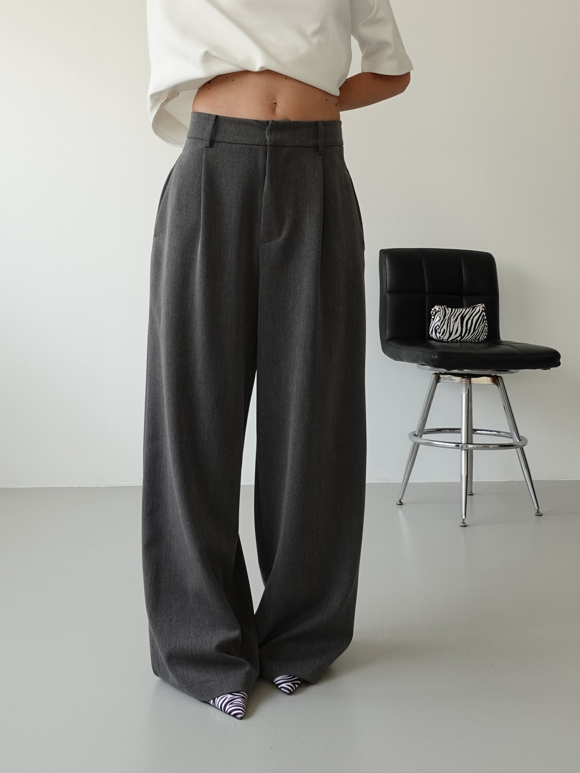 PANTALONI WIDE LEG LUMINA - GRIGIO Y0280