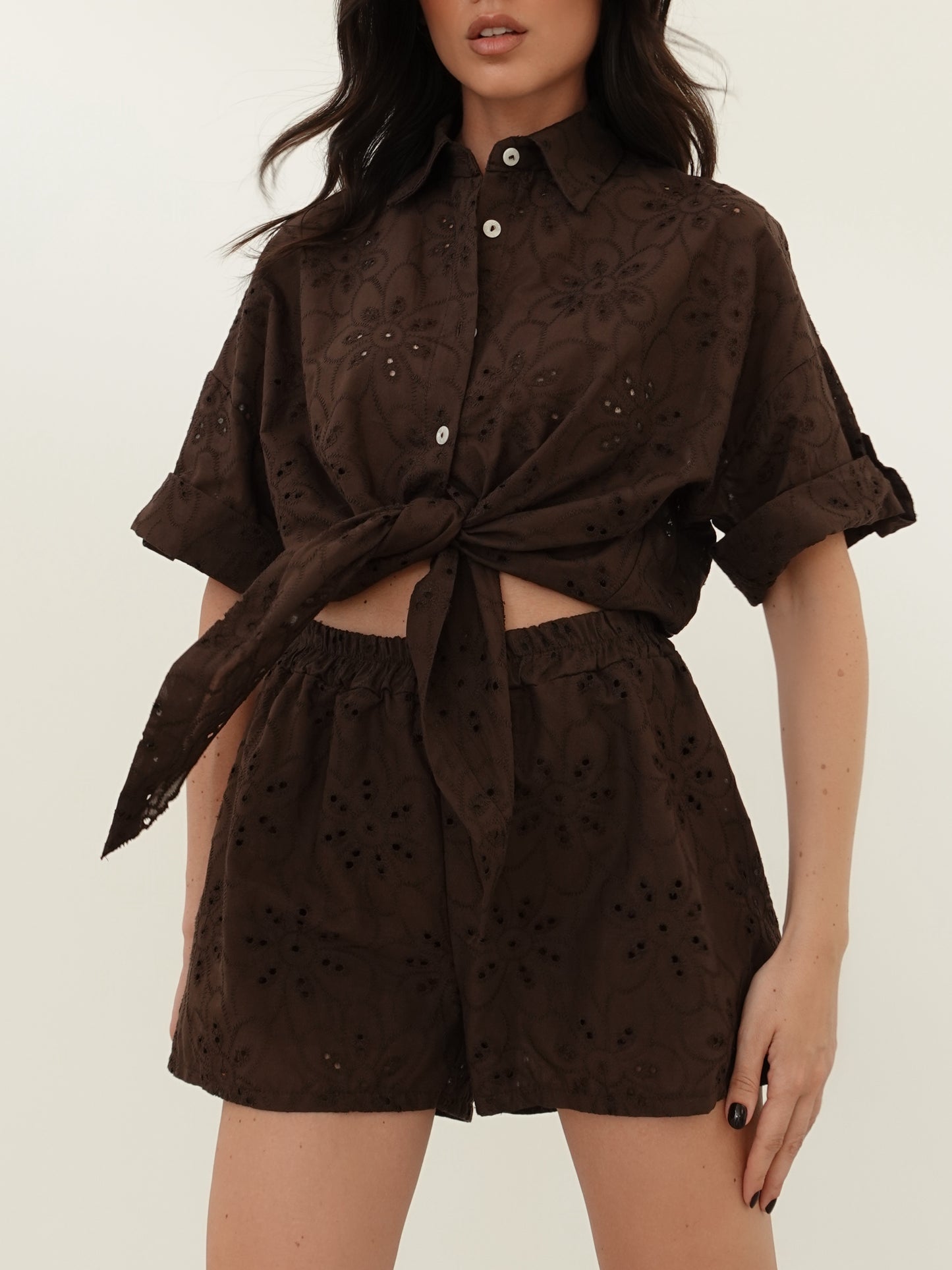 COORDINATO IN PIZZO SANGALLO - CIOCCOLATO 36135