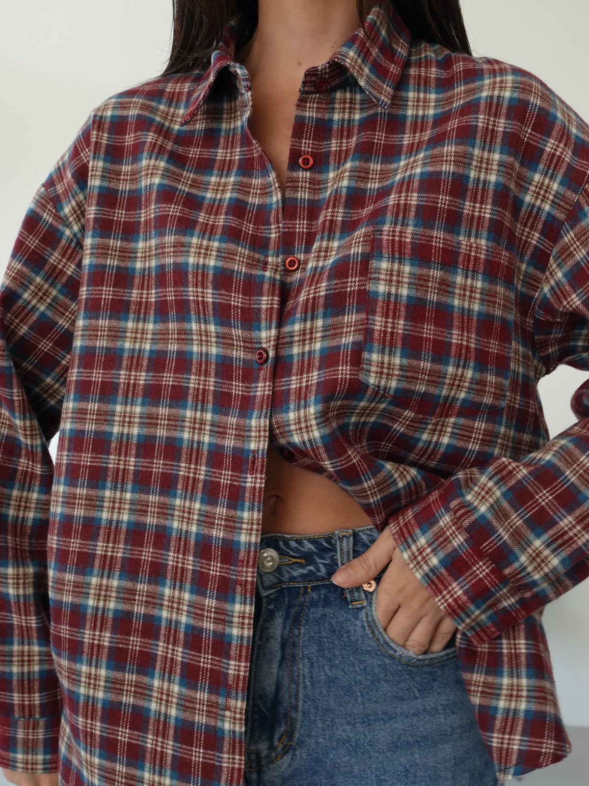 CAMICIA A QUADRI IN FLANELLA - BORDEAUX 6027