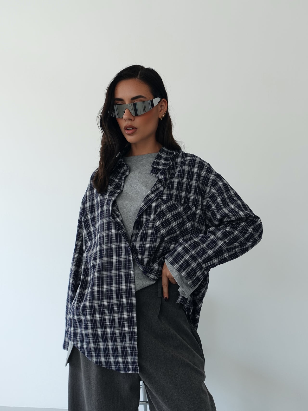CAMICIA A QUADRI IN COTONE - BLU 17310