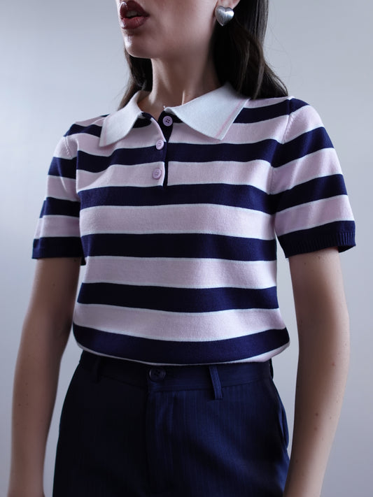 POLO MEZZA MANICA A RIGHE - ROSA/BLU 13263
