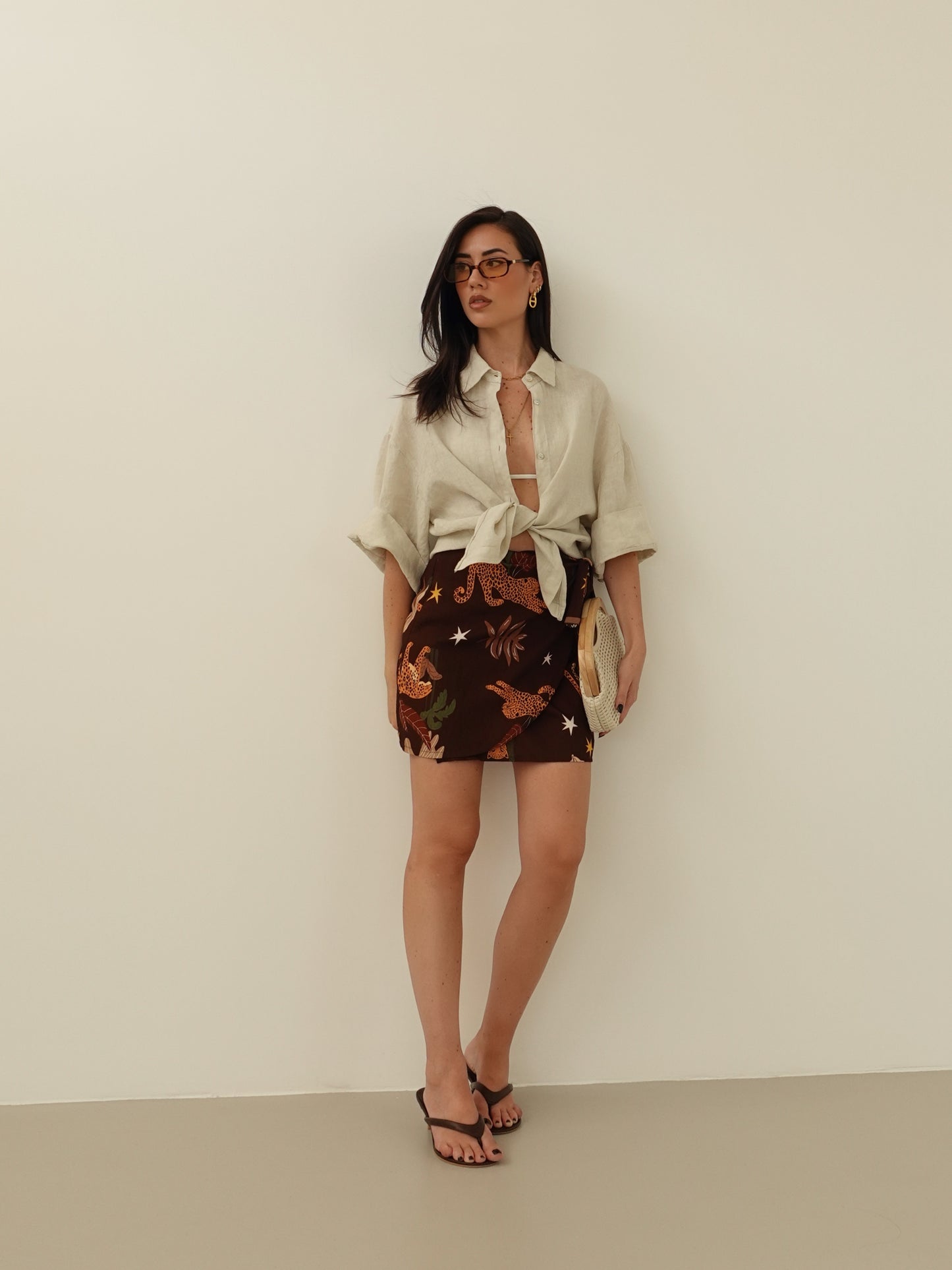 CAMICIA 100% LINO MEZZA MANICA - BEIGE 10742