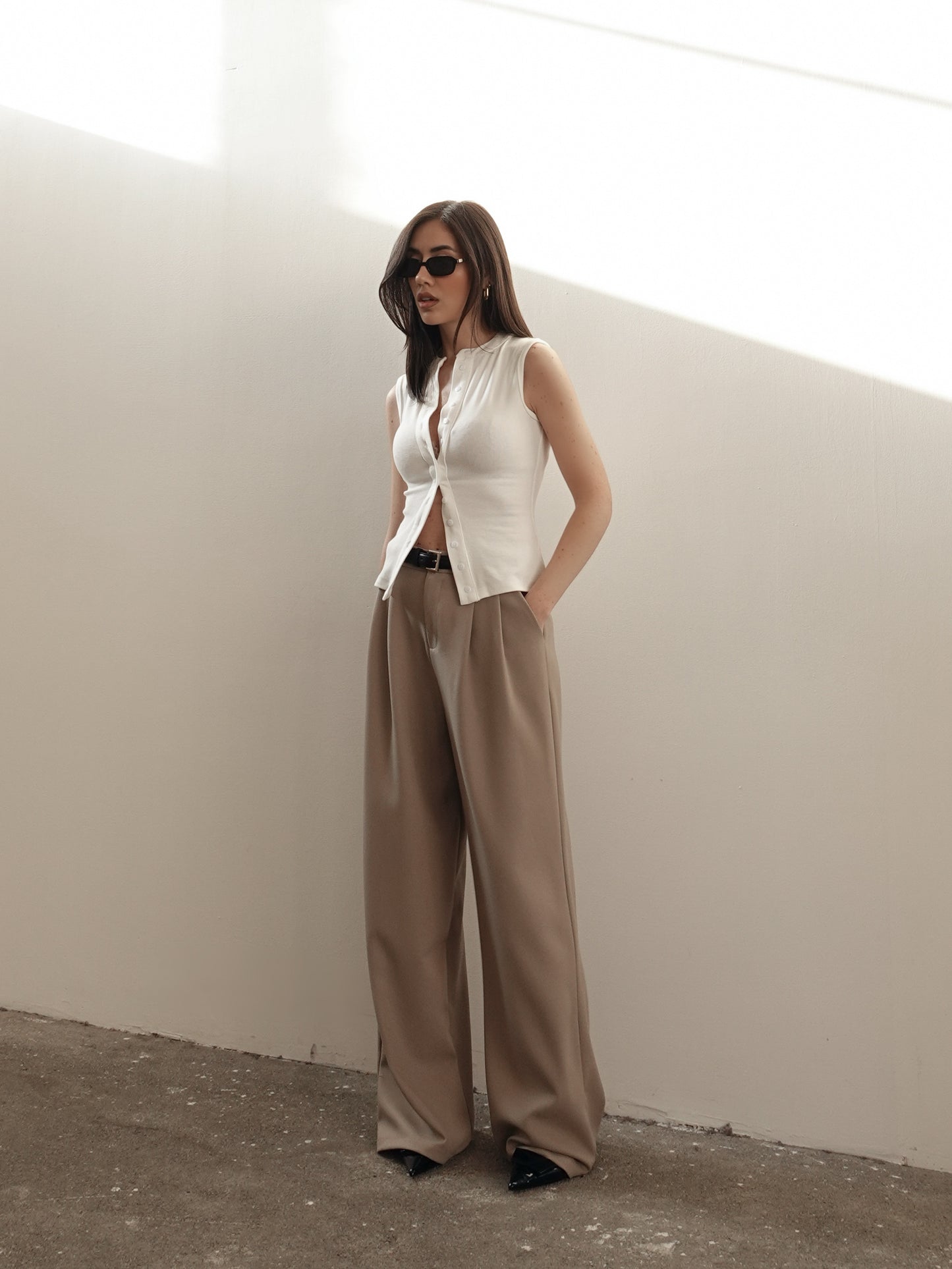 PANTALONI A PALAZZO LISBONA - KHAKI 68806