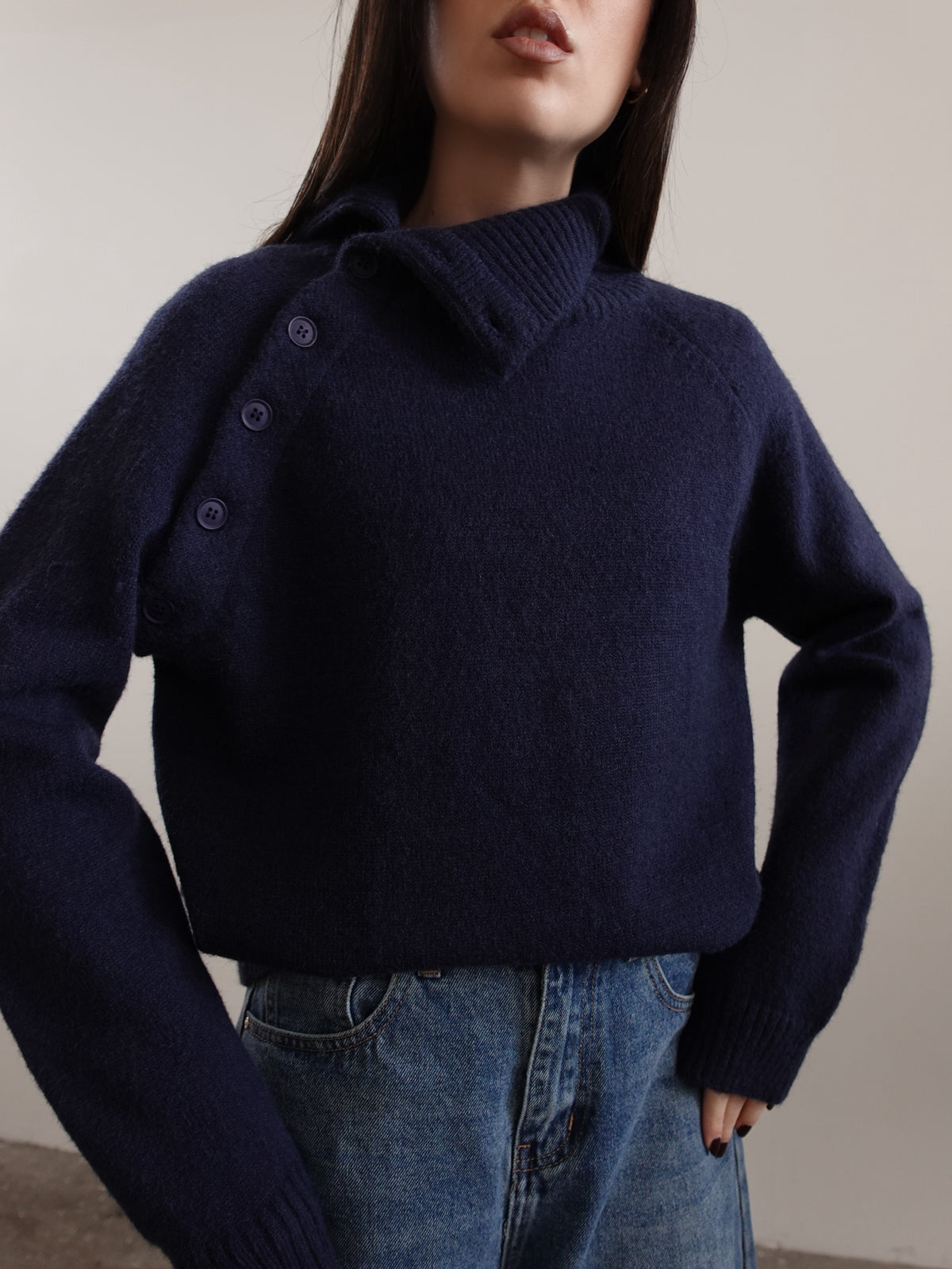 MAGLIONE COLLO ALTO CON BOTTONI (+ COLORI) 87736