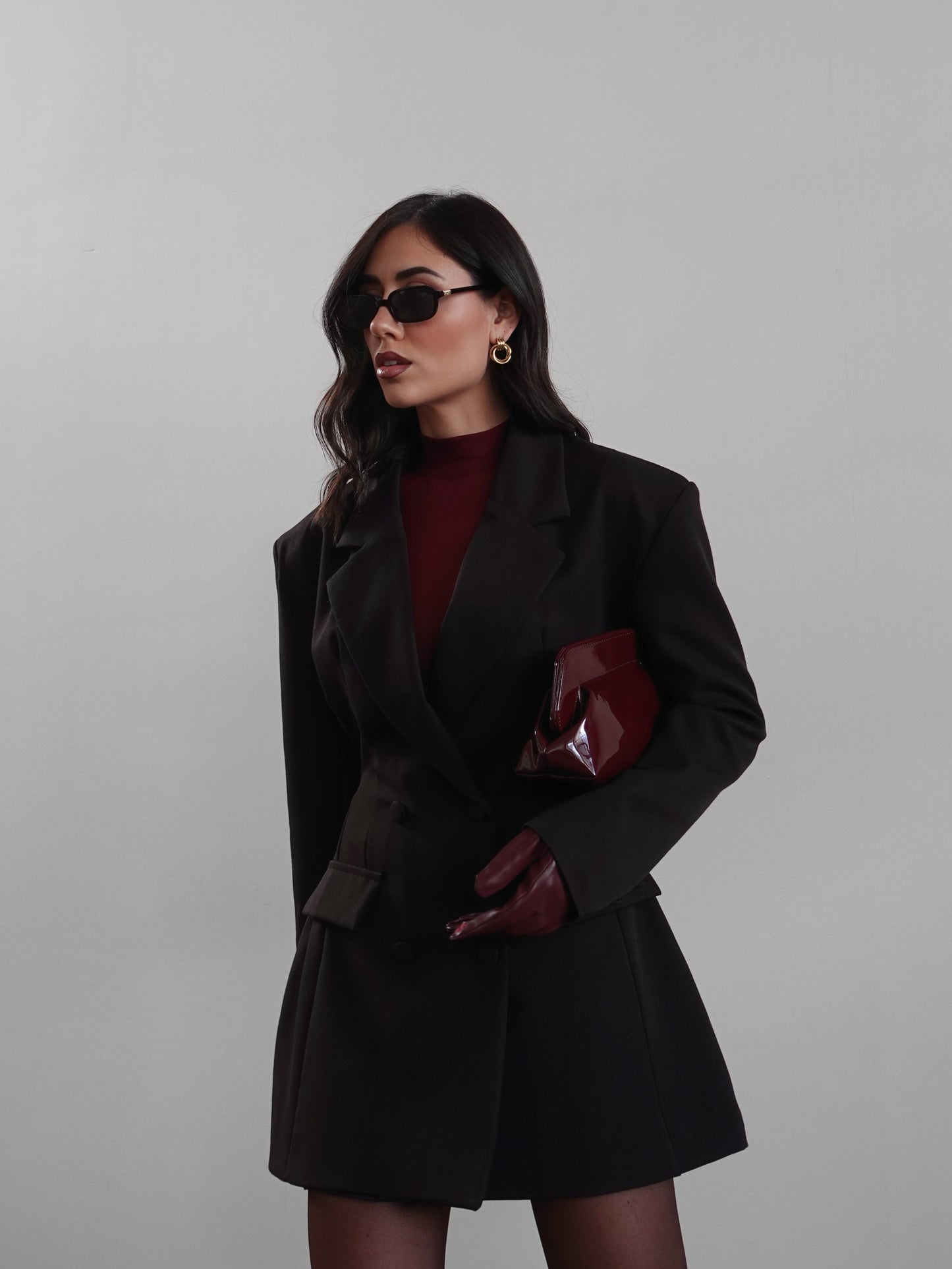 BLAZER DRESS CON CINTURA REGOLABILE - CIOCCOLATO 510