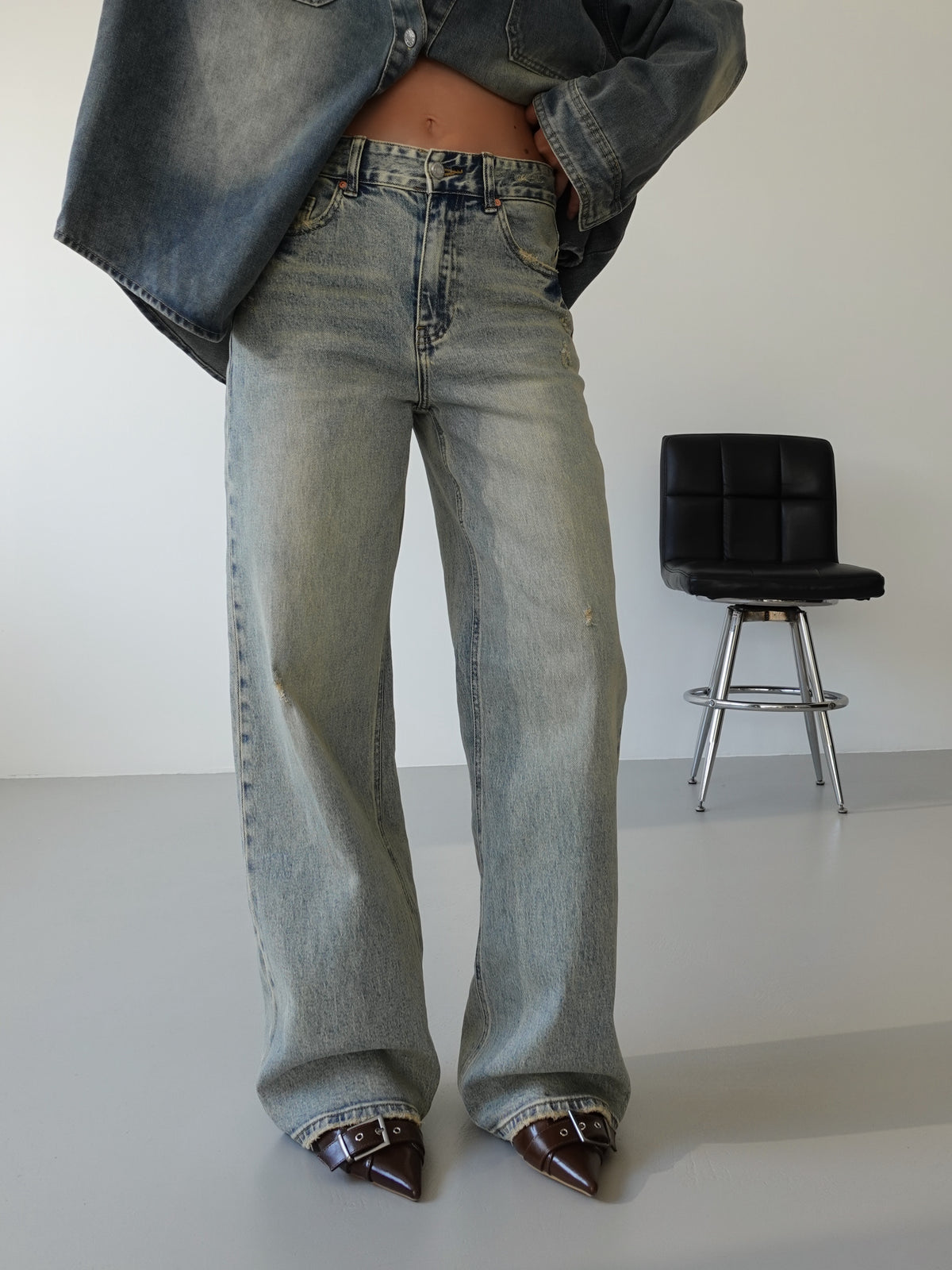JEANS SABBIATO WIDE LEG - LAVAGGIO CHIARO 8000-30