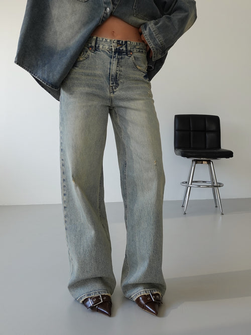 JEANS SABBIATO WIDE LEG - LAVAGGIO CHIARO 8000-30
