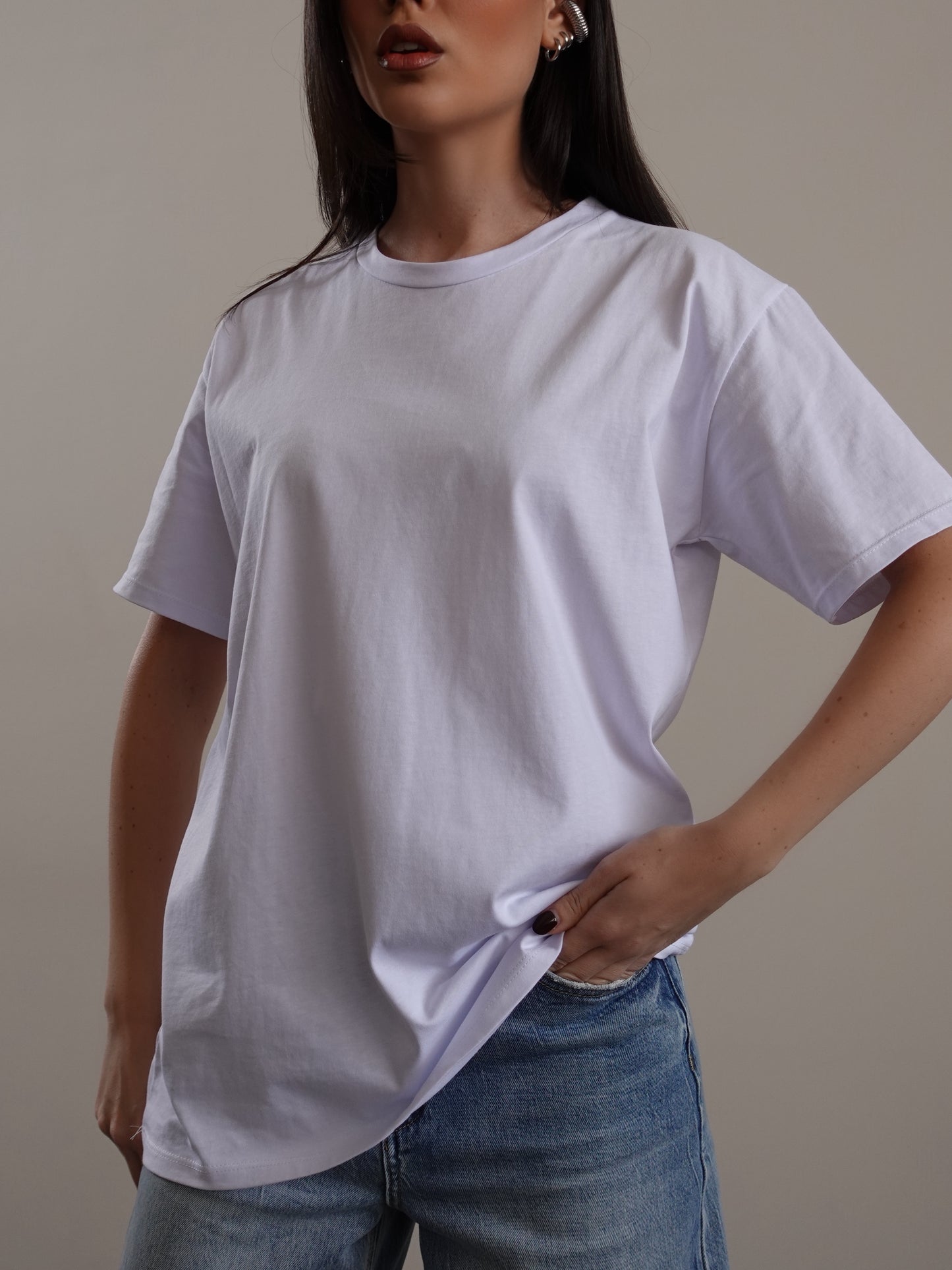 T-SHIRT BASIC IN COTONE - BIANCO