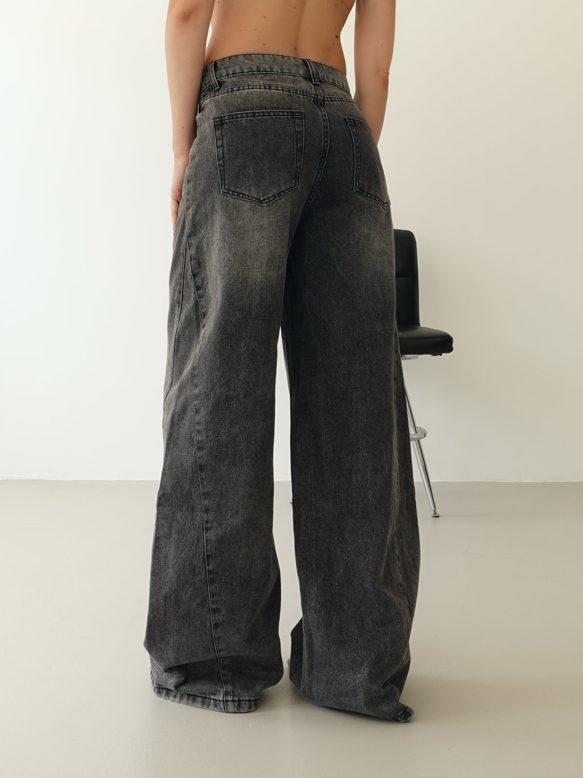 JEANS BAGGY CON SFUMATURE - NERO SLAVATO 6202