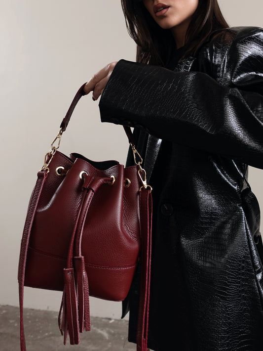 SECCHIELLO IN VERA PELLE - BORDEAUX