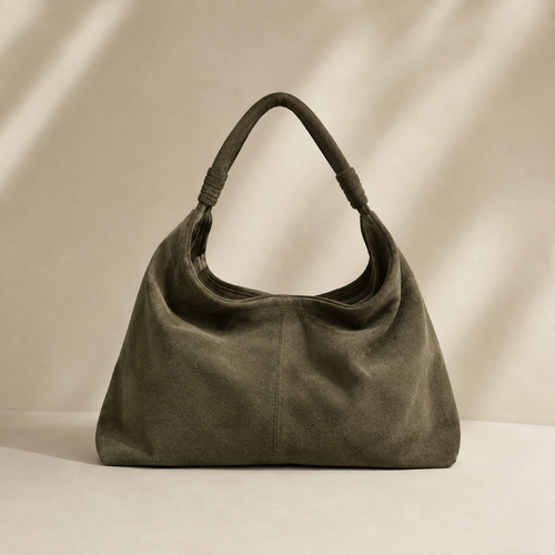 HOBO BAG MORBIDA IN ECOCAMOSCIO - VERDE