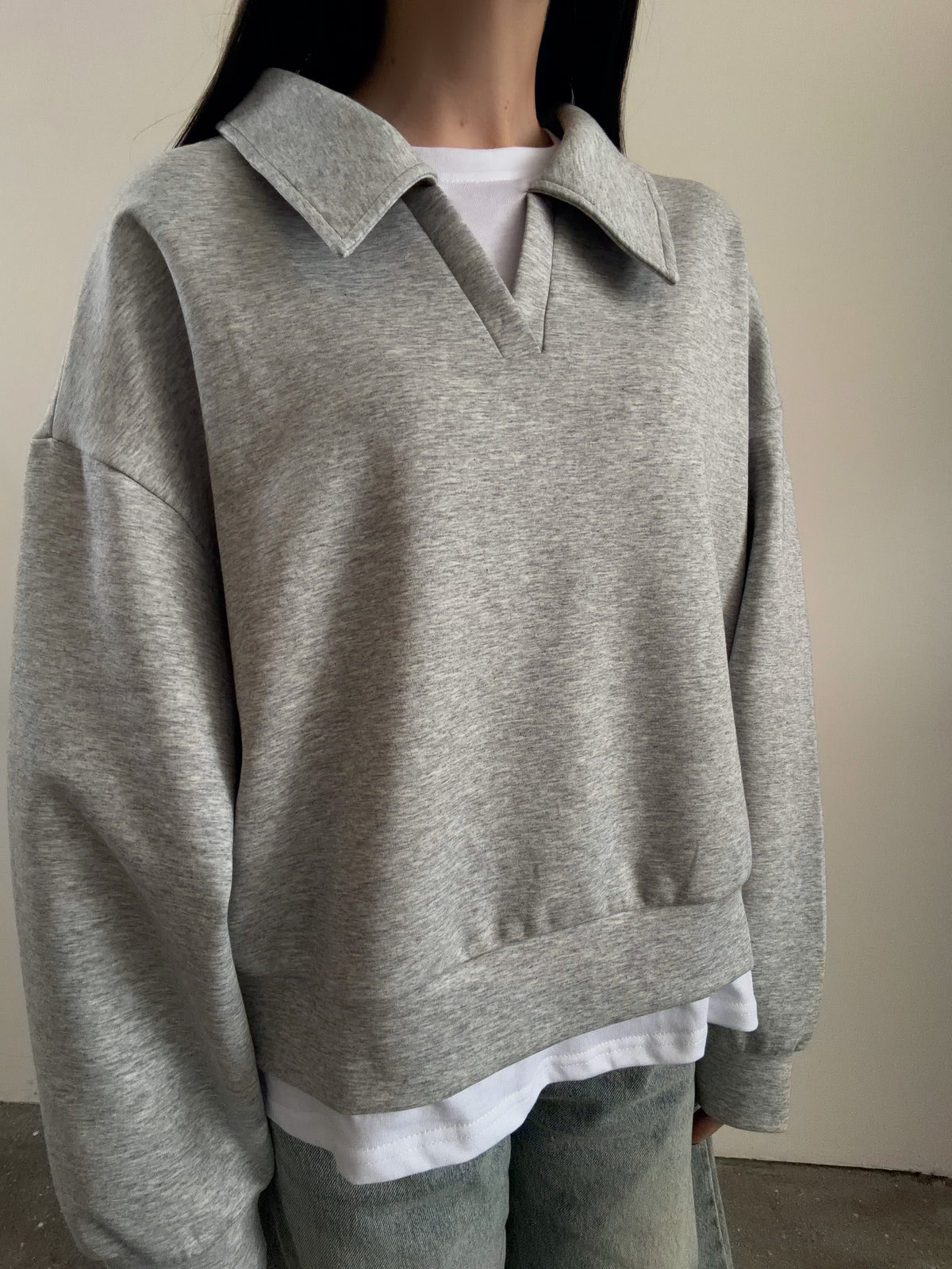 POLO CON T-SHIRT INTERNA - GRIGIO CHIARO 16198