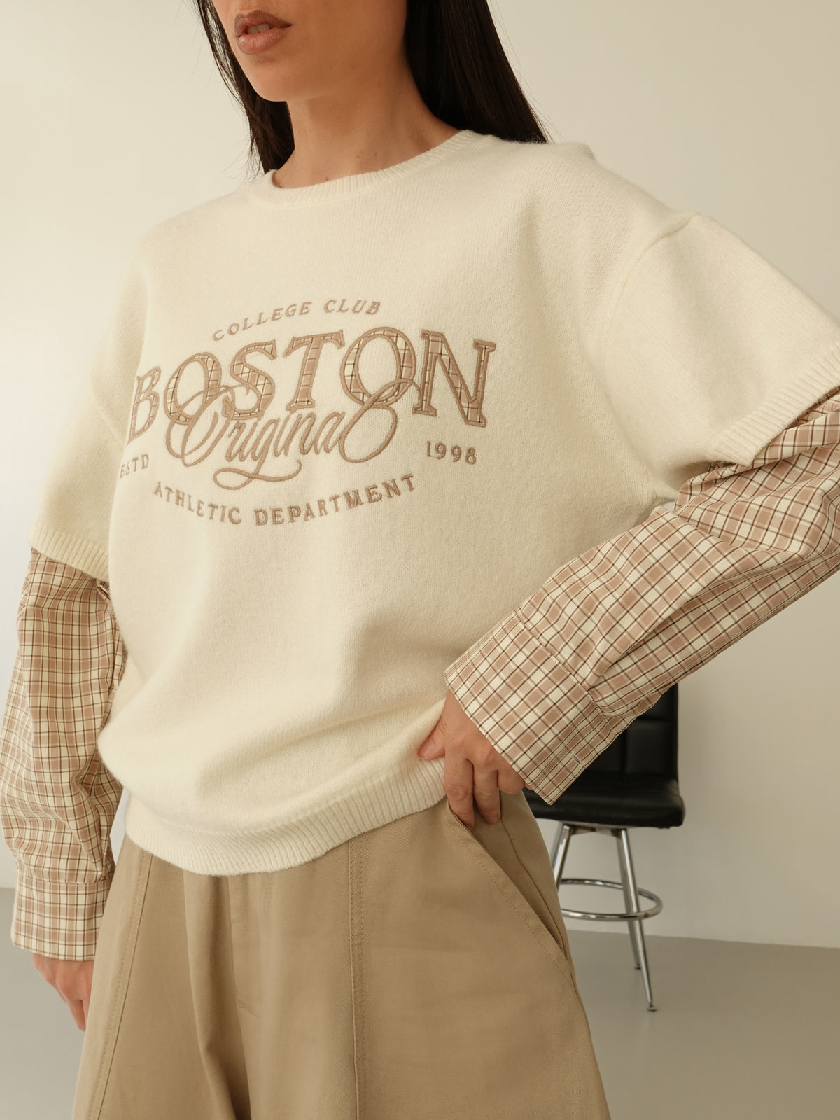 MAGLIONCINO CON MANICA CAMICIA - BURRO/BEIGE 8166