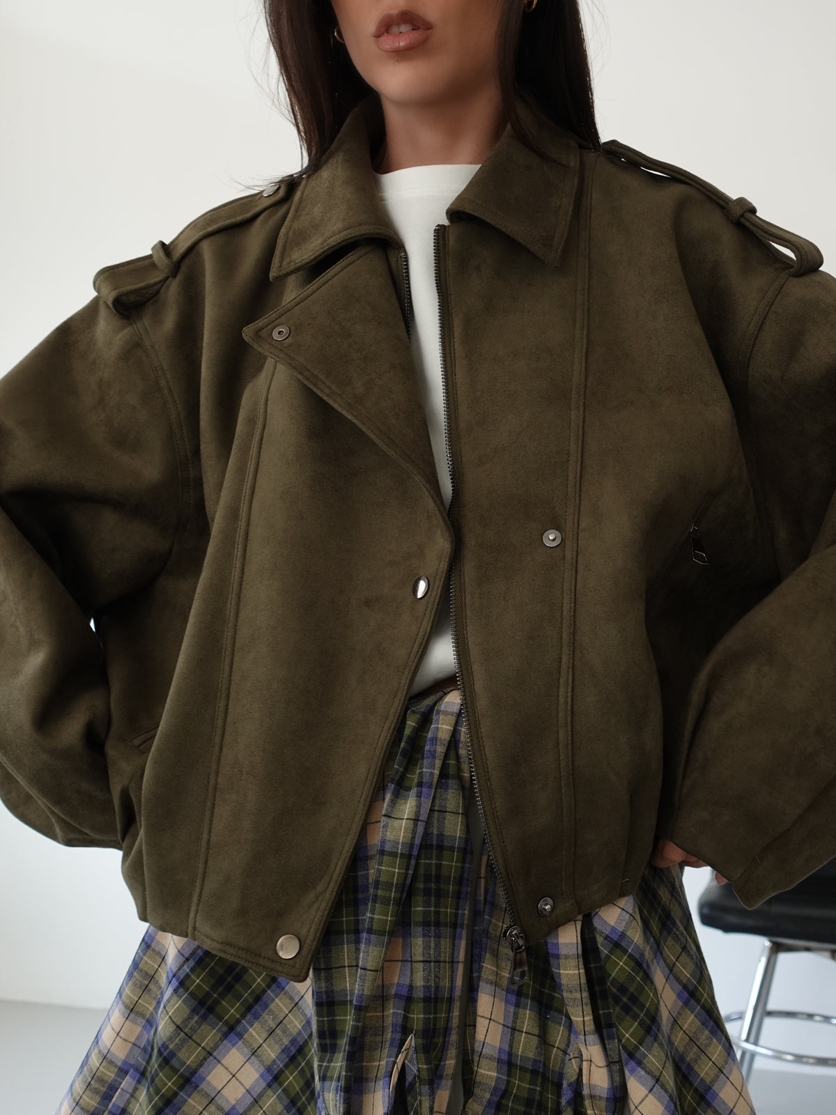 GIACCA BIKER SCAMOSCIATA - VERDE 262227
