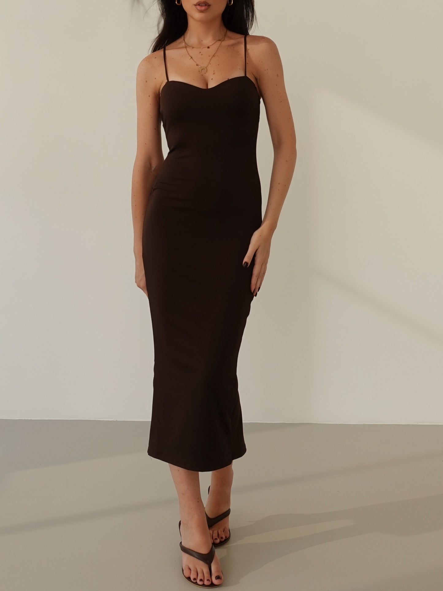 DRESS MIDI PENELOPE - CIOCCOLATO 20565