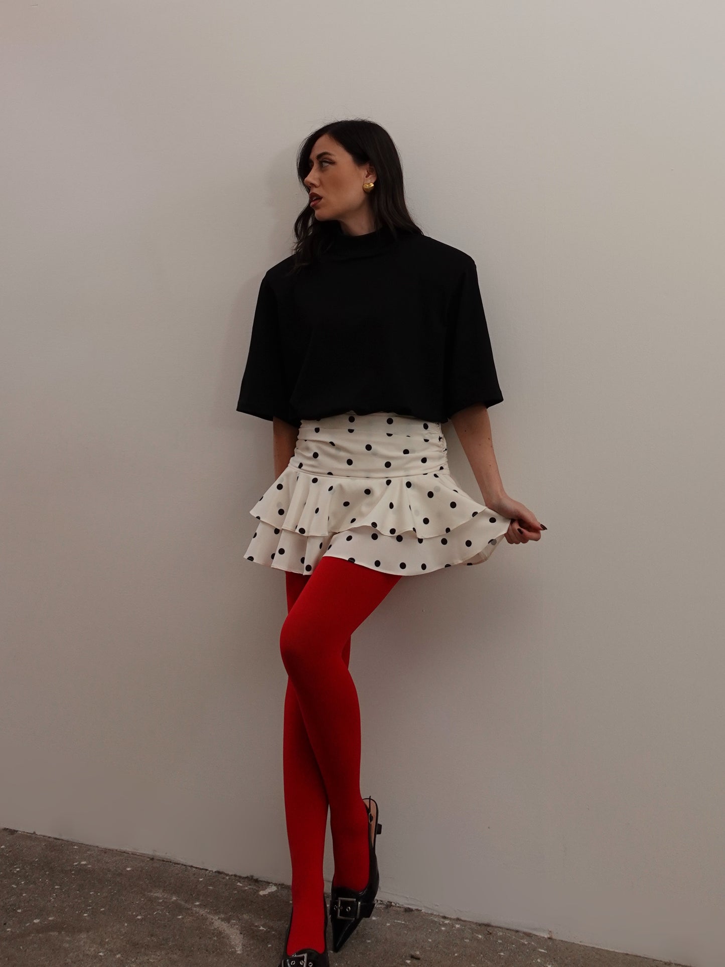 T-SHIRT GILDA CON SPALLINE - NERO