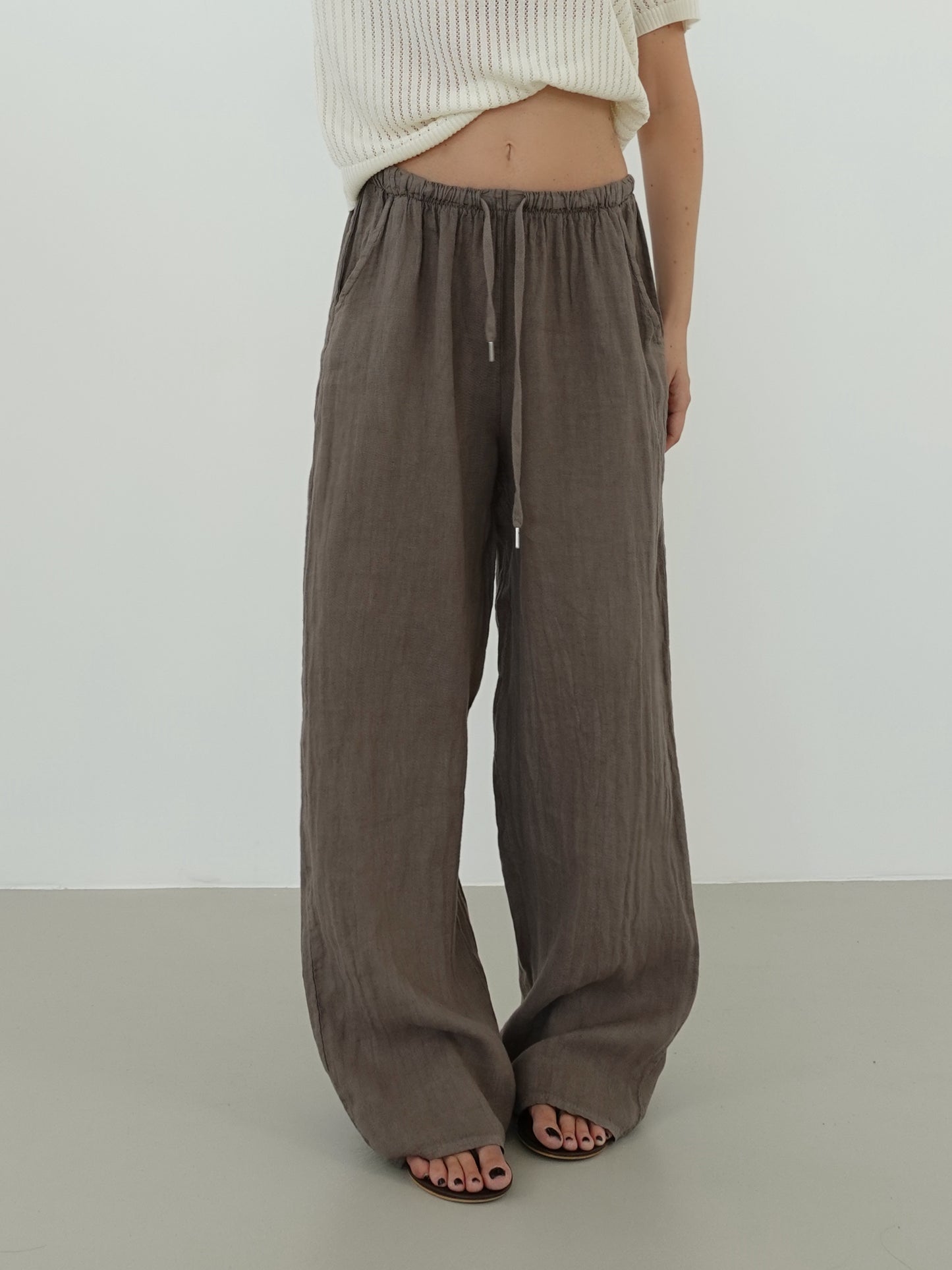 PANTALACCIO 100% LINO - FANGO 24205