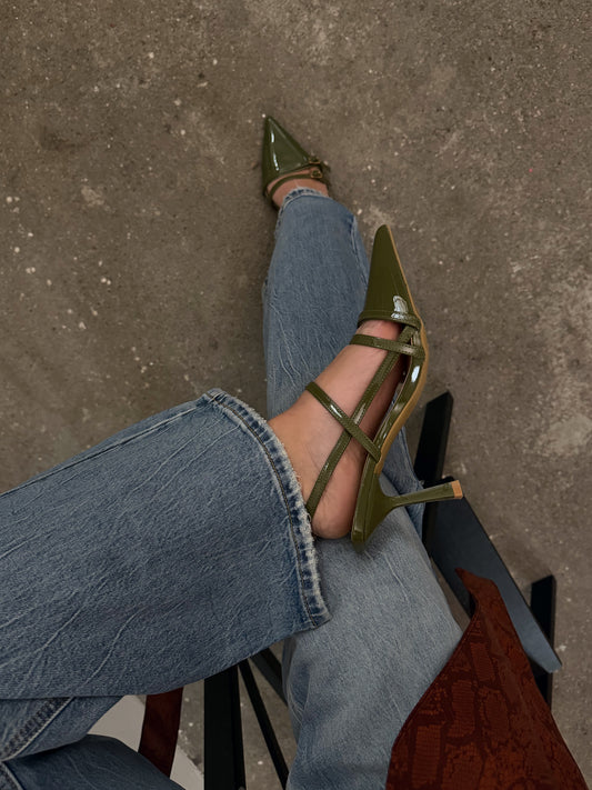 SLINGBACK CON DOPPIO CINTURINO - PISTACCHIO Z008