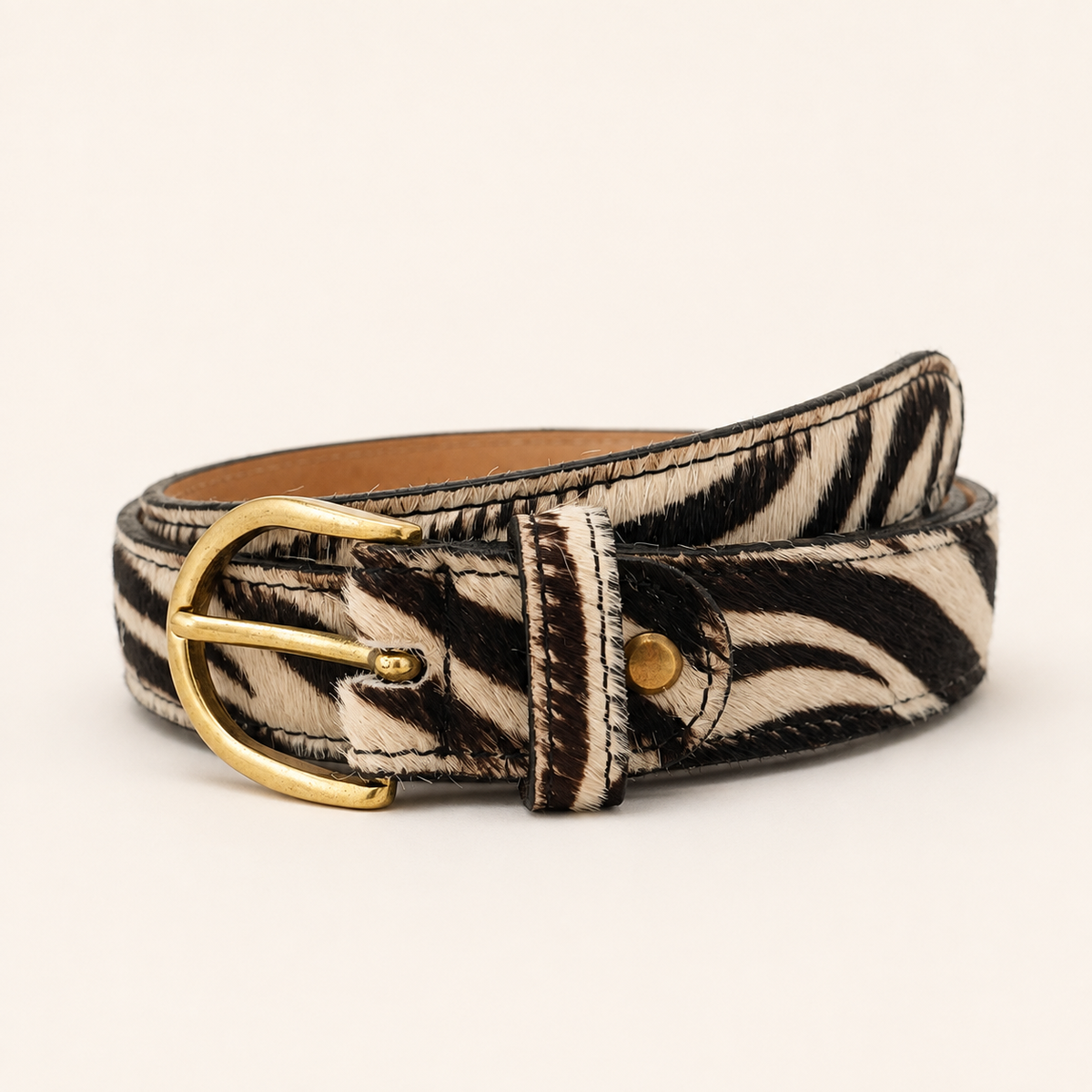 CINTURA ZEBRATA IN VERA PELLE