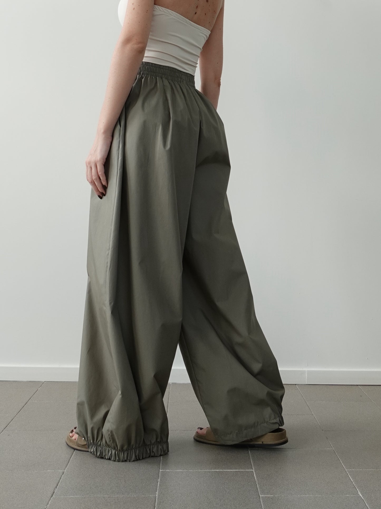 PANTALONI BAGGY BALLOON IN COTONE - VERDE CNZ21