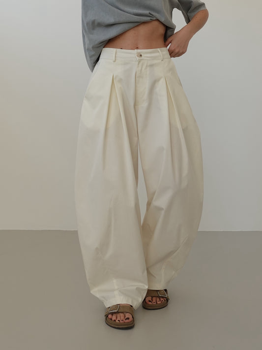 PANTALONI BALLOON 100% COTONE - PANNA 12651
