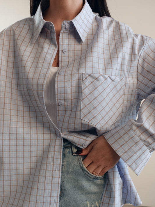 CAMICIA A QUADRI VALERY - CELESTE 17212