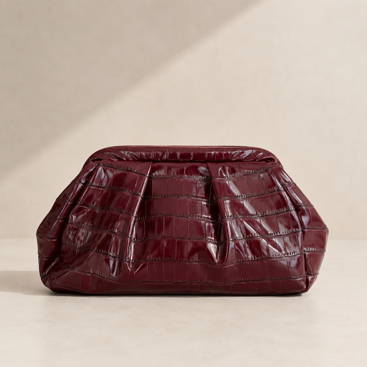 POUCH BAG CROCO - BURGUNDY