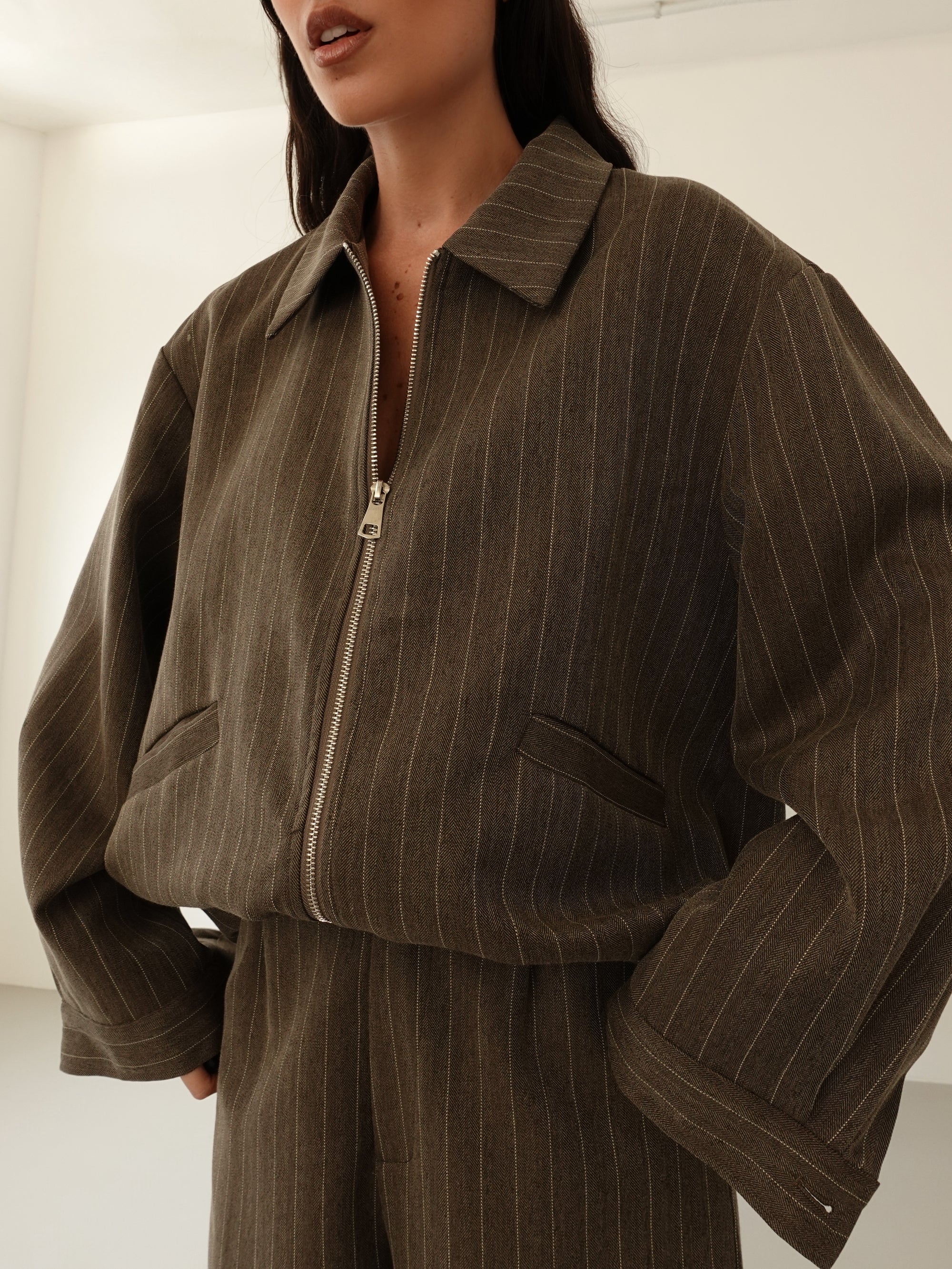 GIACCA GESSATA CON ZIP - FANGO 9030