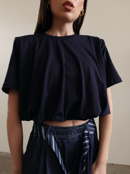 T-SHIRT CROP BALLOON - BLU 973551