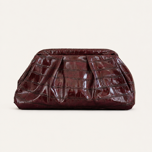 POUCH BAG CROCO - BURGUNDY