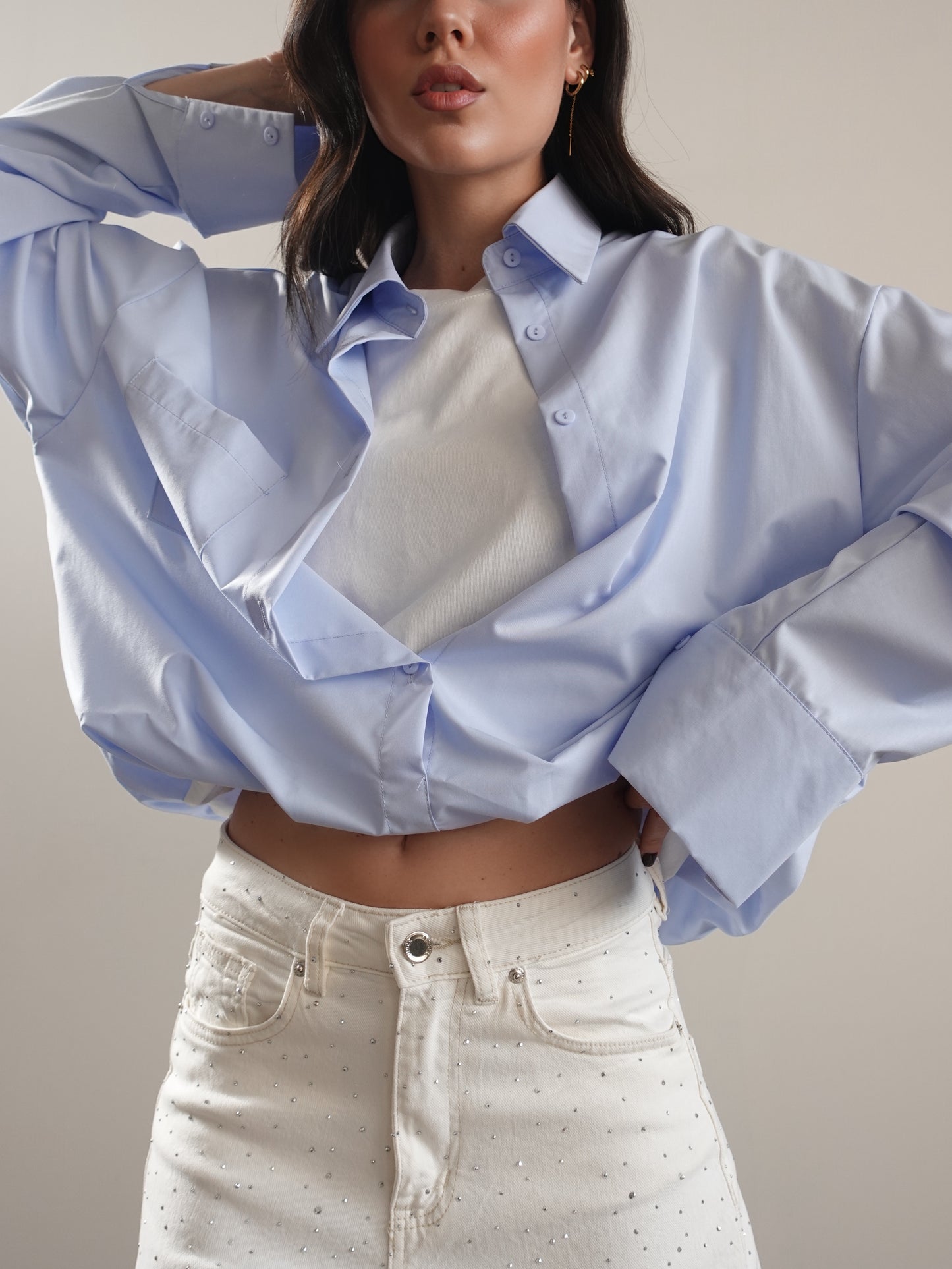 CAMICIA CON CANOTTA INCORPORATA - AZZURRO 24578