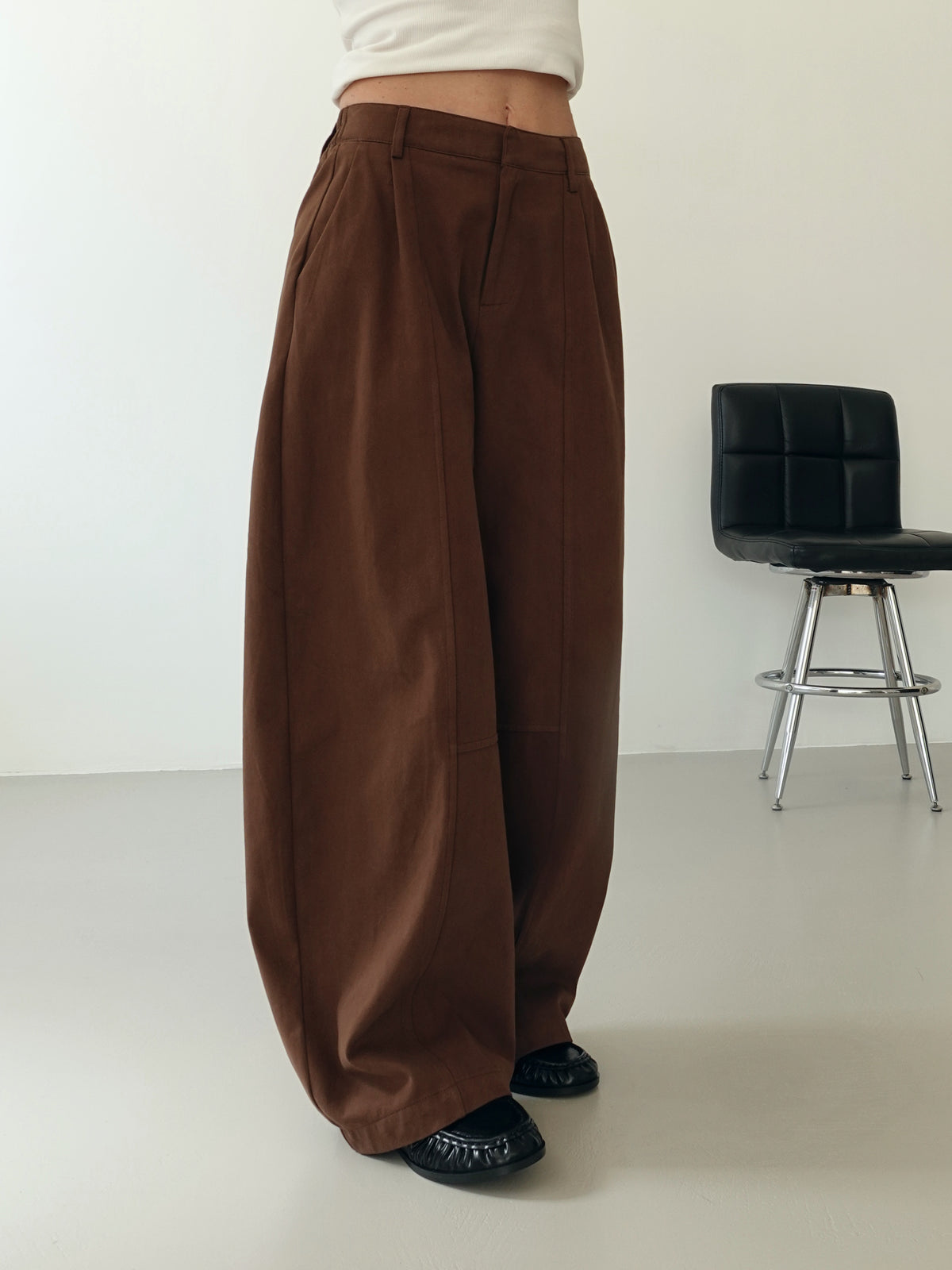 PANTALONI BALLOON 100% COTONE - MARRONE 9134
