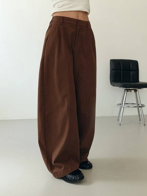 PANTALONI BALLOON 100% COTONE - MARRONE 9134